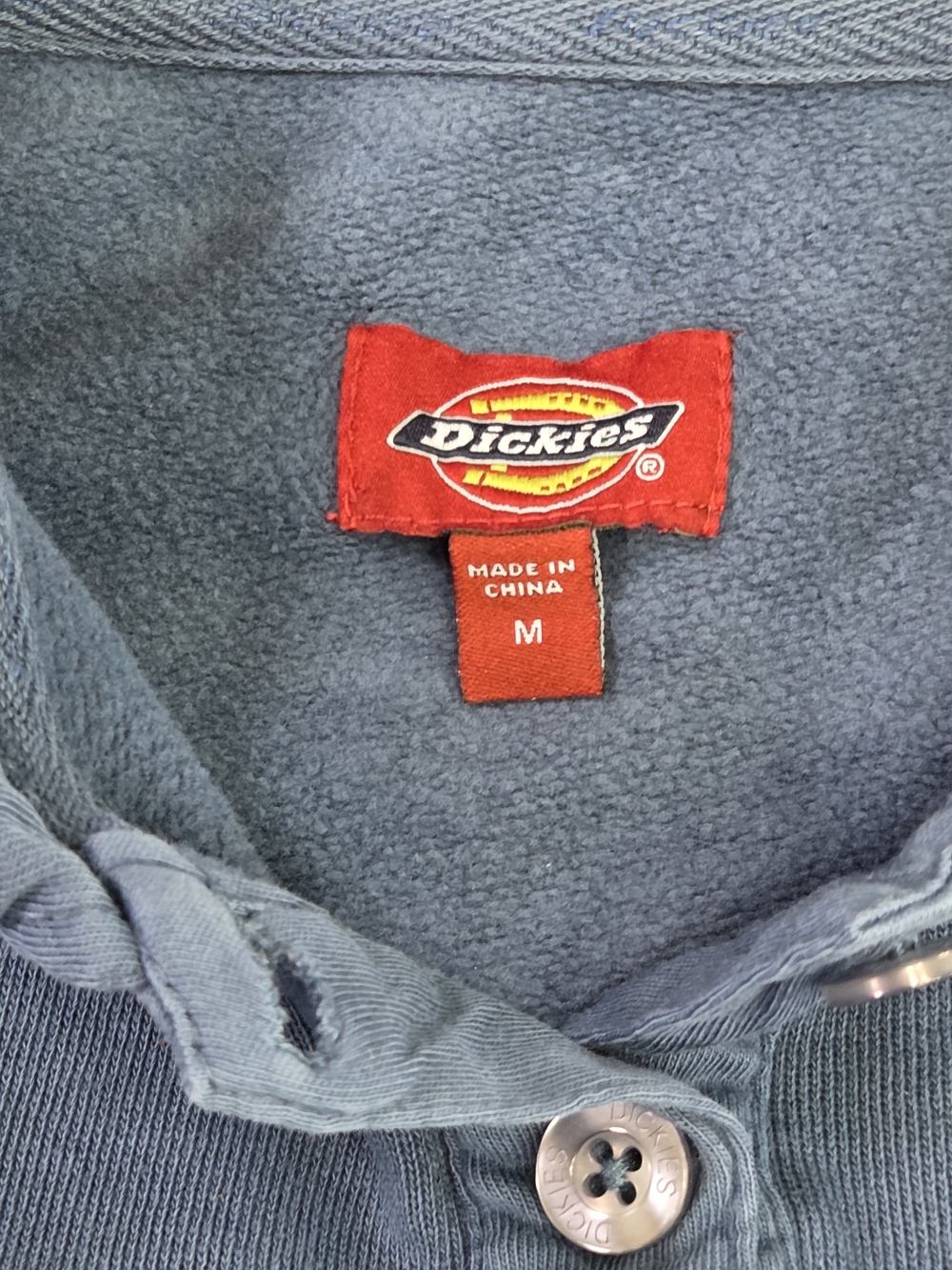 NWT Dickies Men’s Medium Blue Gray Collared Polo Sweatshirt Pullover - Picture 4 of 9